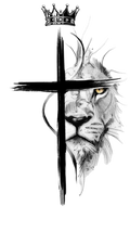 León con corona y cruz sketch