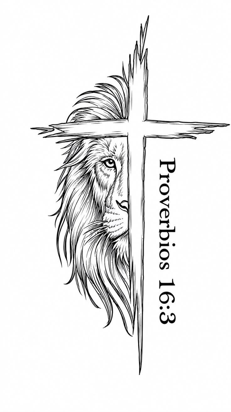 León y Jesús orando con tres cruces