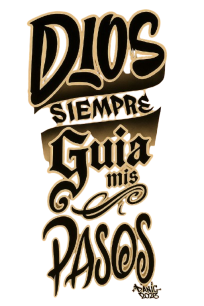 Dios Siempre Guía Mis Pasos – diseño lettering dorado